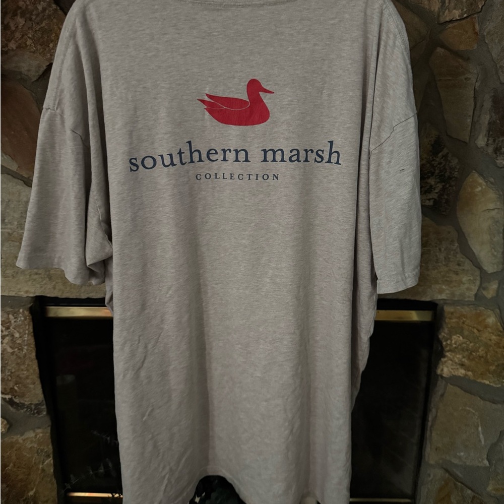Southern Marsh Red and Blue Logo Gray T-Shirt